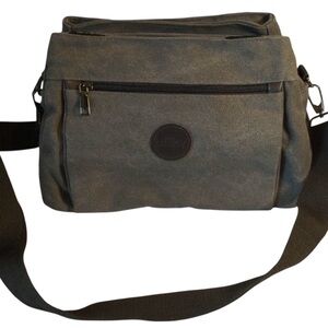 RuYiHuang Gray Canvas Crossbody Messenger Bag Divided Inside Chic Casual